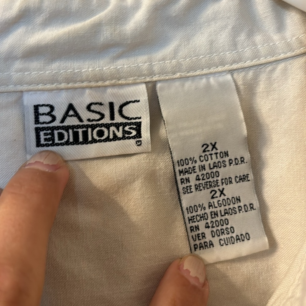 Basic Editions Short Sleeve Button Down Size 2x - image 3